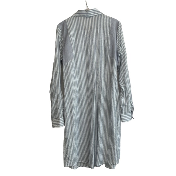 Cabi Pucker Blue and White Striped Shirt Dress - Picture 3 of 8